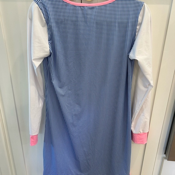 Set Athletics Blue Gingham Long Sleeve Dress with Pink Accents women’s XS - Picture 4 of 4